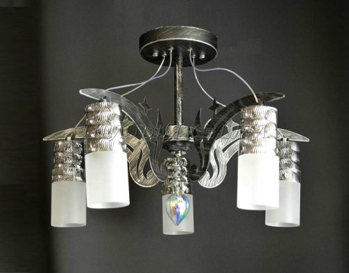 Люстра потолочная пятирожковая Мелодия Света  E27 Черное золото картинка 